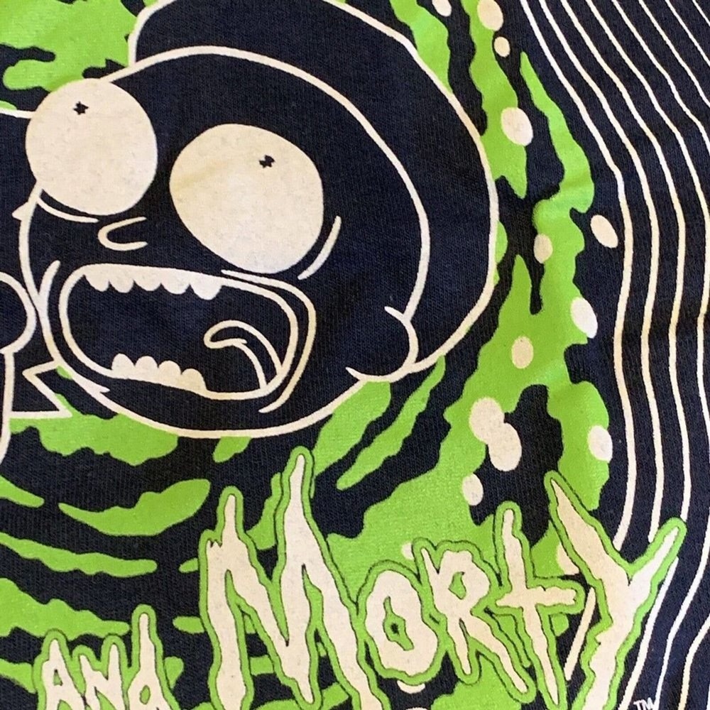 Rick and Morty Mens Shirt XL Green Portal Outline Unisex T-Shirt Navy NWT - Picture 8 of 12